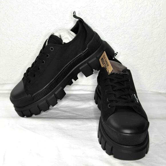 Palladium Women's Revolt Lo Tx Sneaker Size 8 NIB Platform Black - Picture 1 of 6